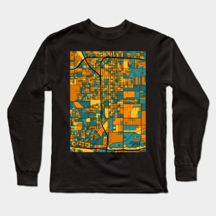 San Bernardino Map Pattern in Orange & Teal Long Sleeve T-Shirt